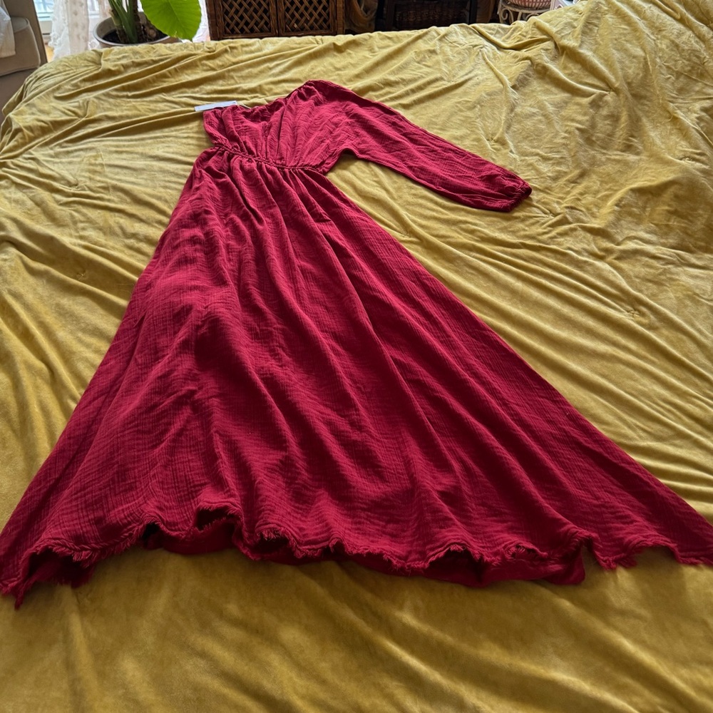 Red Carter Red One-Shoulder Gauzey Maxi Dress NWT - Picture 9 of 10